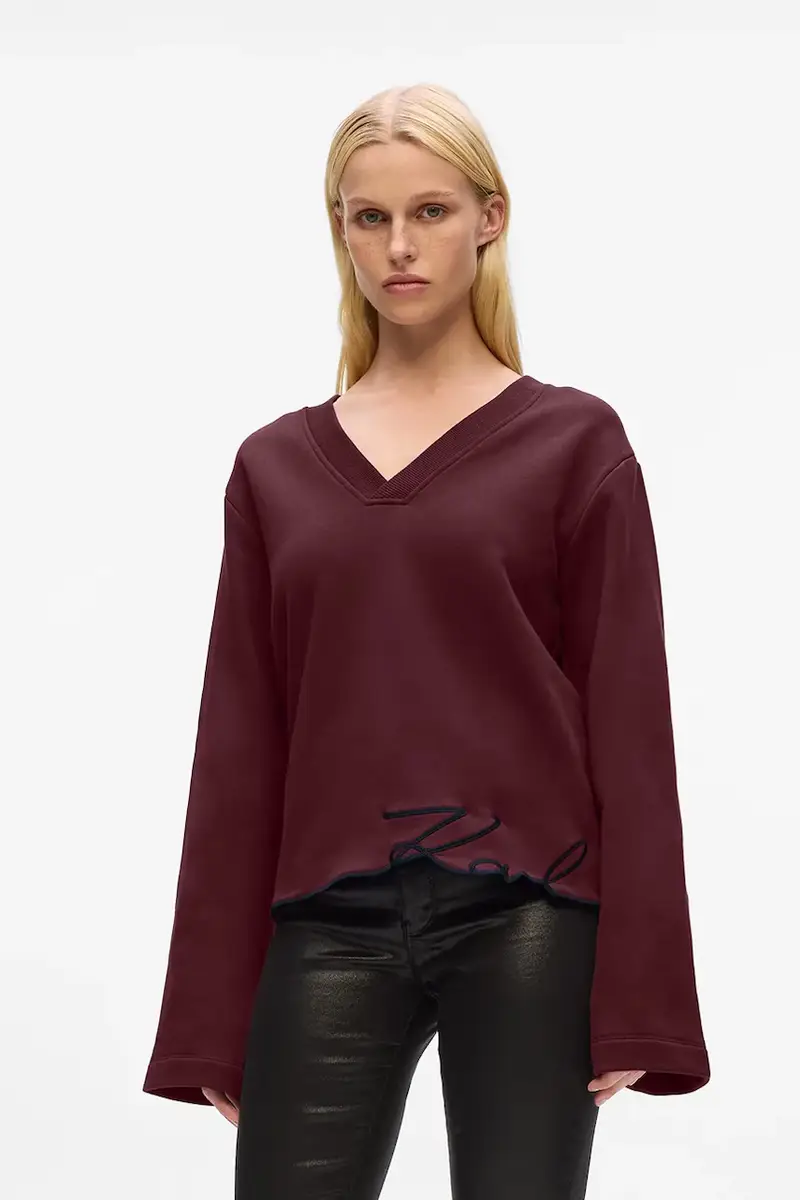 felpa con cotone colore granata con applicazione A4W20040