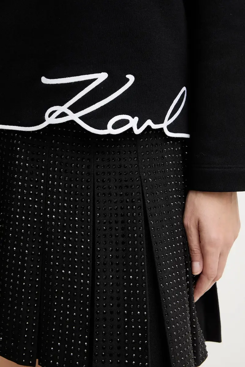 felpa con cotone colore nero con applicazione A4W20040 miniatura 5