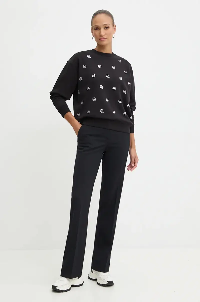 felpa donna colore nero con applicazione 246W1800 miniatura 2