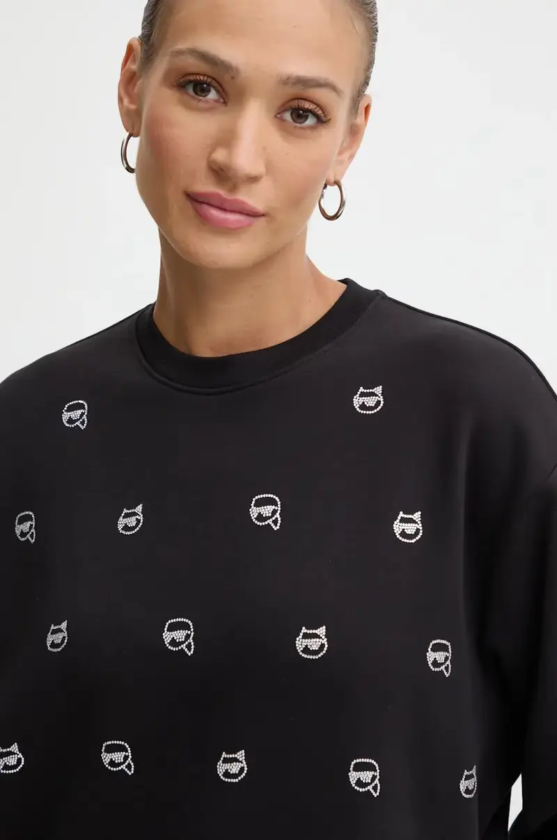 felpa donna colore nero con applicazione 246W1800 miniatura 4