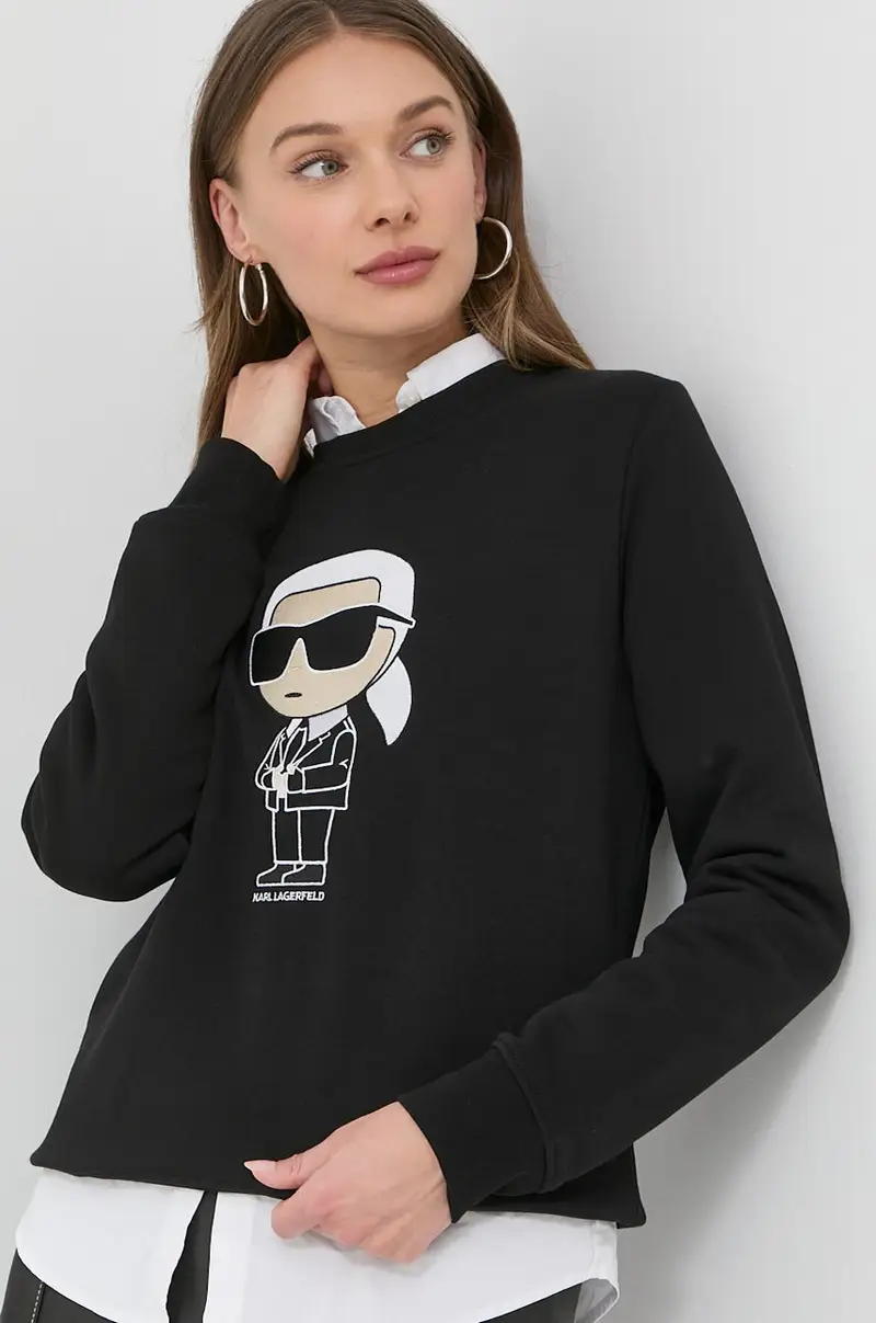 felpa donna colore nero con applicazione miniatura 4