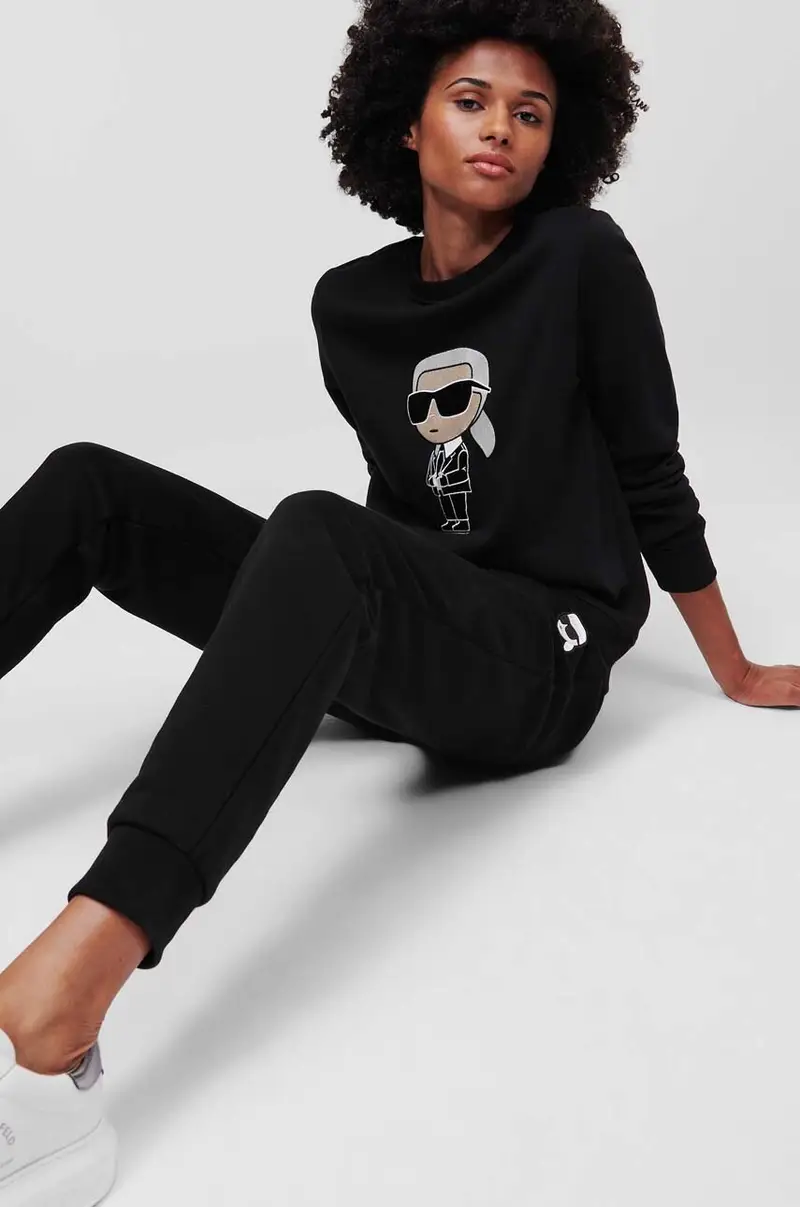 felpa donna colore nero con applicazione miniatura 5