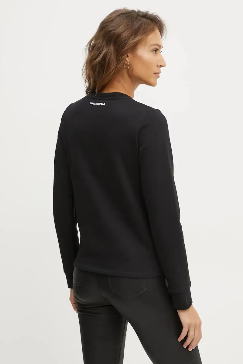 felpa donna colore nero con applicazione A1W20010 miniatura 3