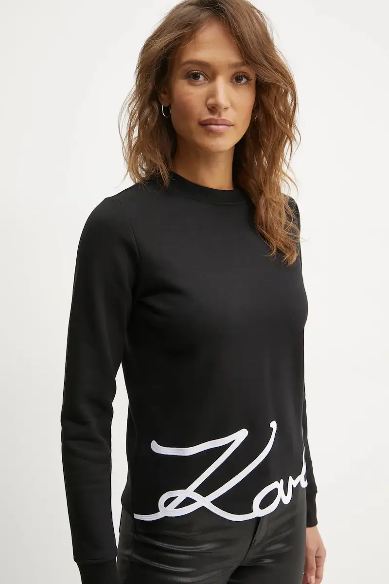 felpa donna colore nero con applicazione A1W20010 miniatura 5