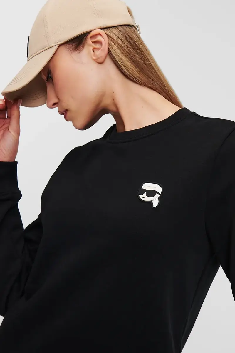 felpa donna colore nero con applicazione A1W20014 miniatura 3