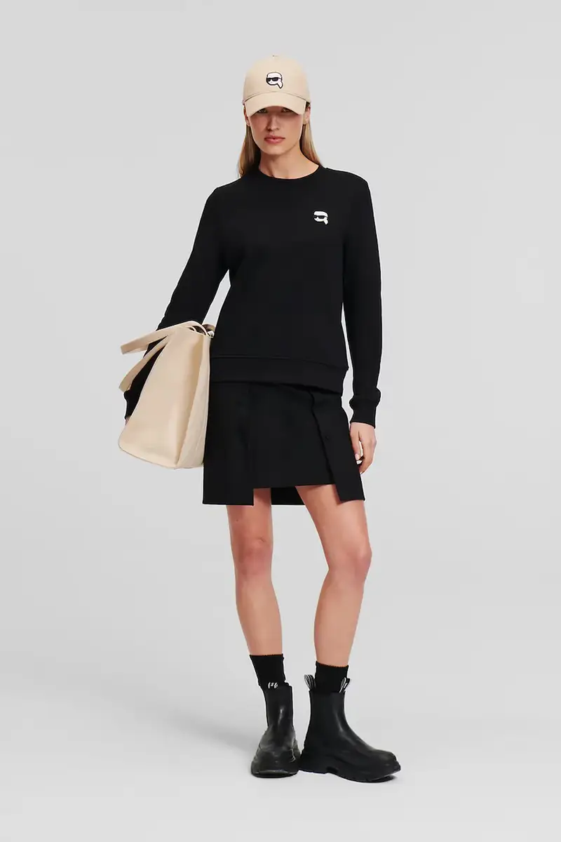 felpa donna colore nero con applicazione A1W20014 miniatura 4