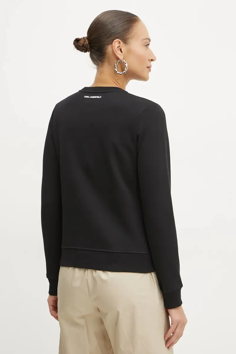 felpa donna colore nero con applicazione A1W20053 miniatura 3