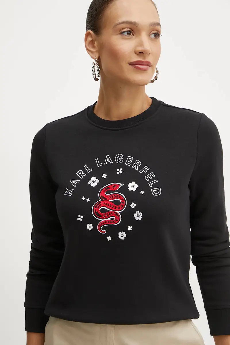 felpa donna colore nero con applicazione A1W20053