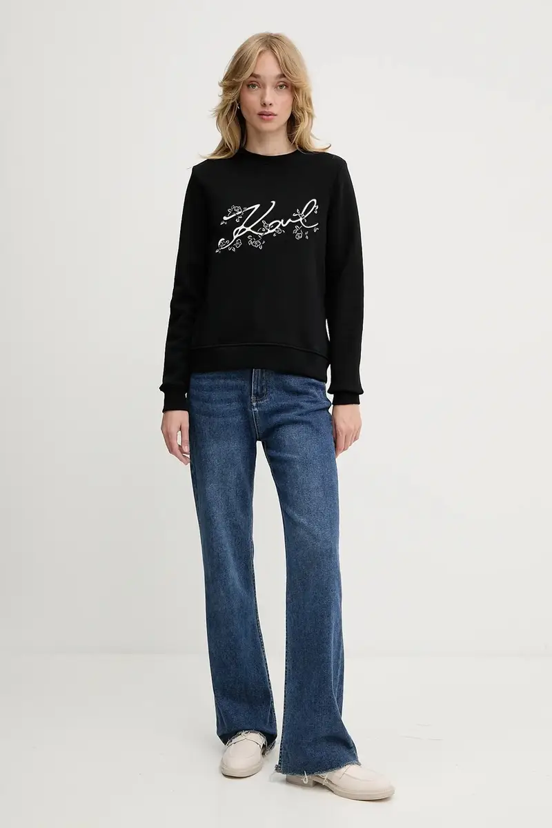 felpa donna colore nero con applicazione A3W20010 miniatura 2