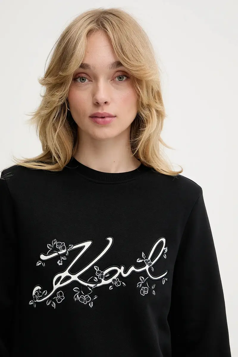 felpa donna colore nero con applicazione A3W20010 miniatura 4