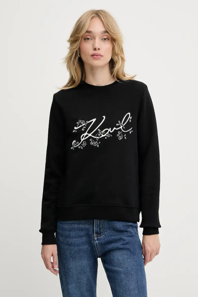 felpa donna colore nero con applicazione A3W20010