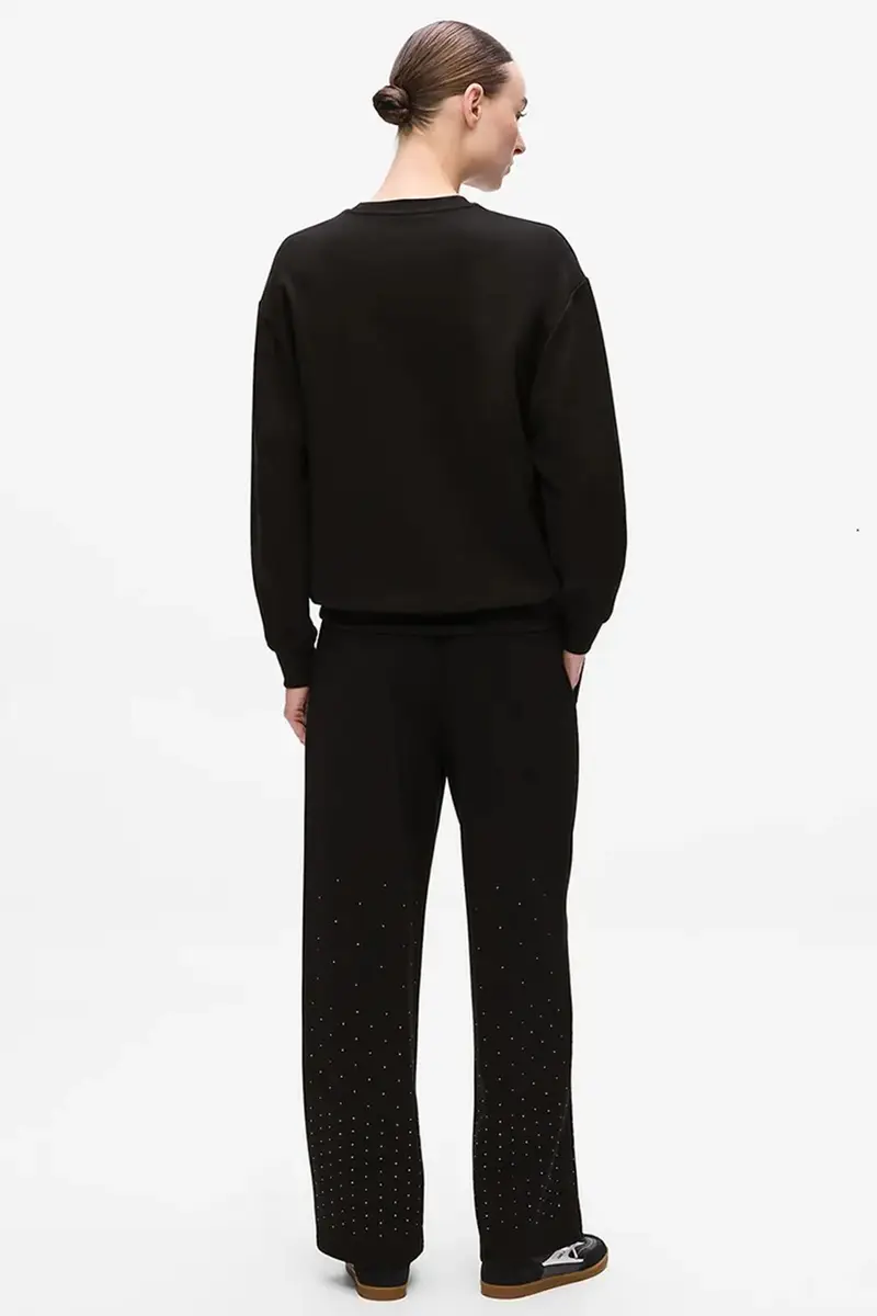 felpa donna colore nero con applicazione A4W20038 miniatura 2