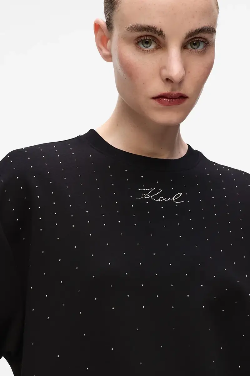 felpa donna colore nero con applicazione A4W20038 miniatura 3