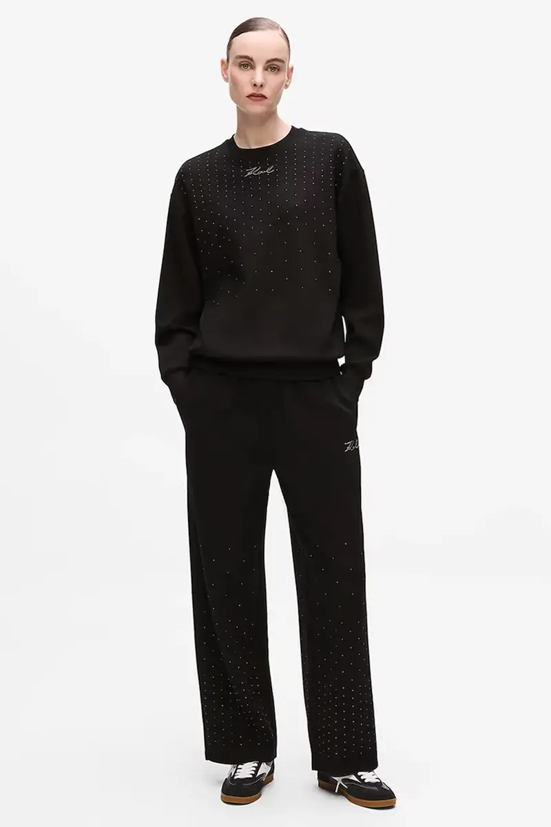 felpa donna colore nero con applicazione A4W20038 miniatura 4