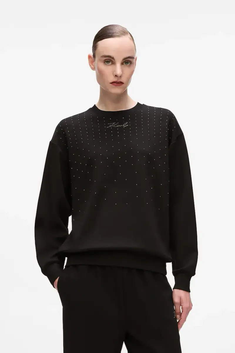 felpa donna colore nero con applicazione A4W20038