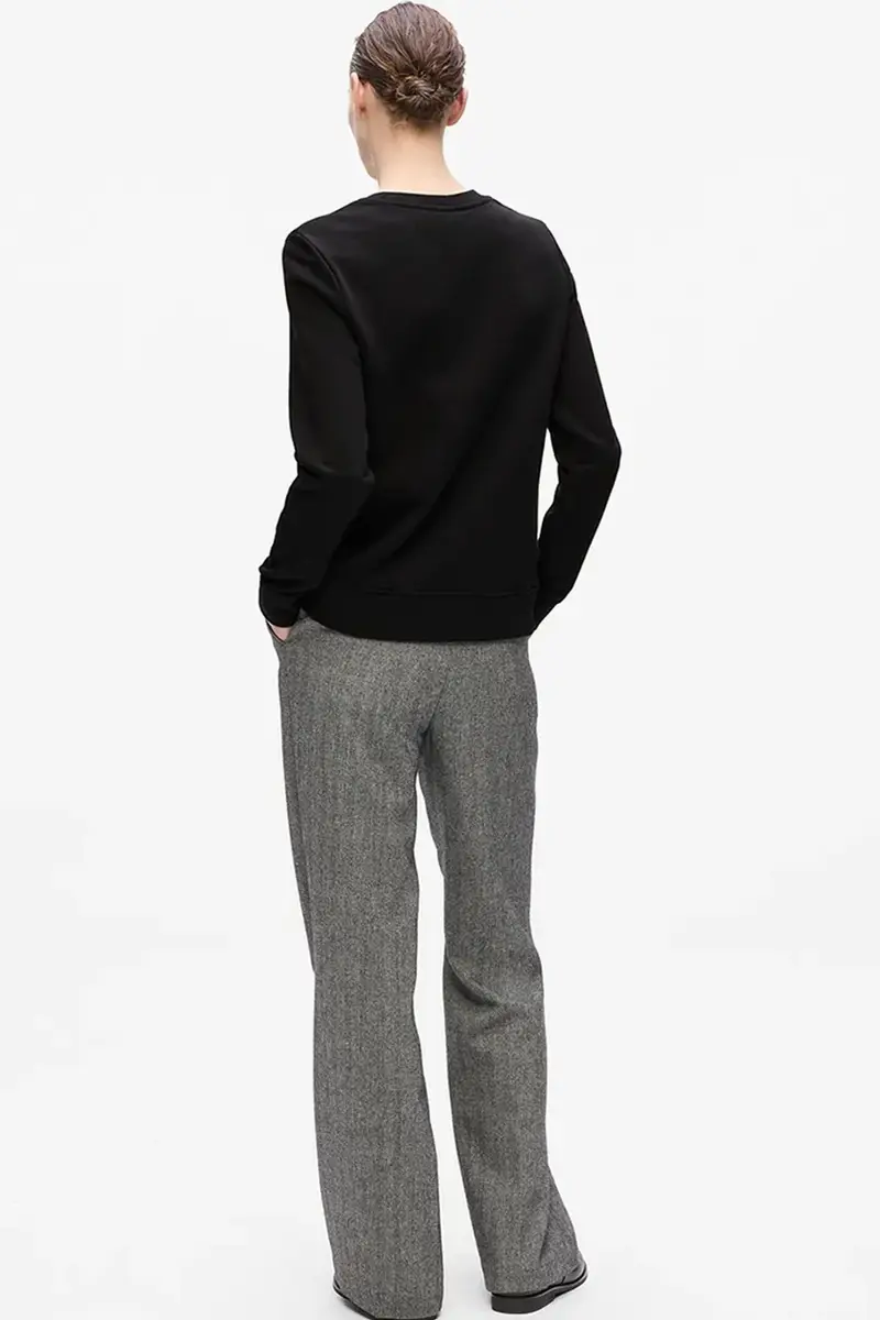 felpa donna colore nero con applicazione A4W20041 miniatura 2