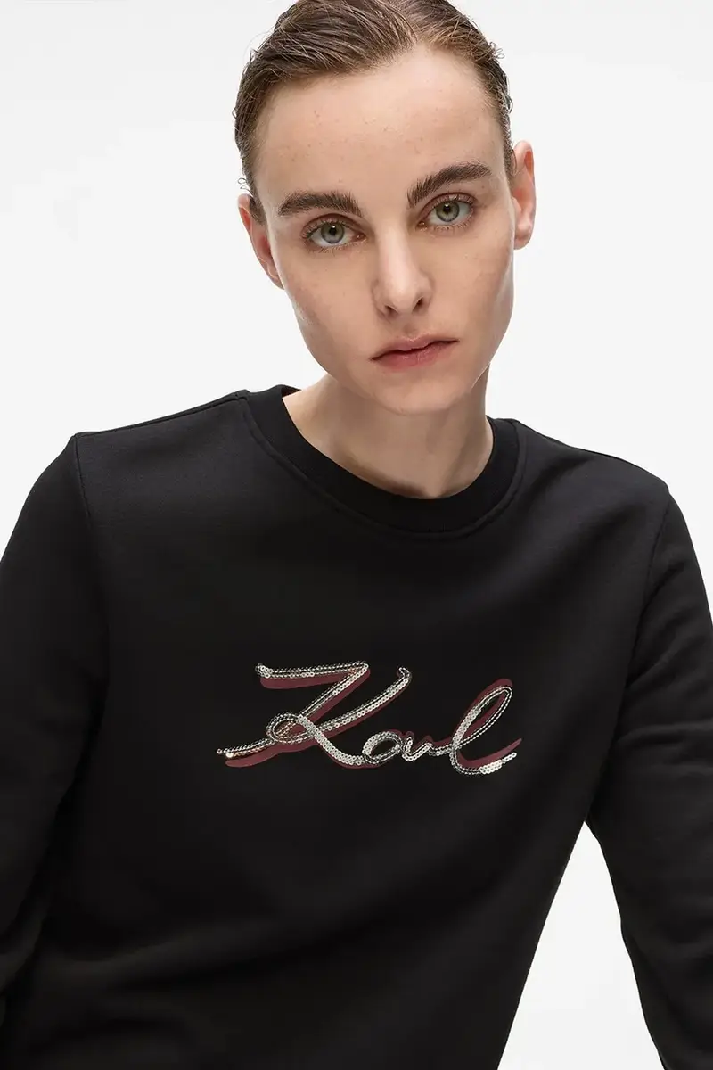 felpa donna colore nero con applicazione A4W20041 miniatura 3