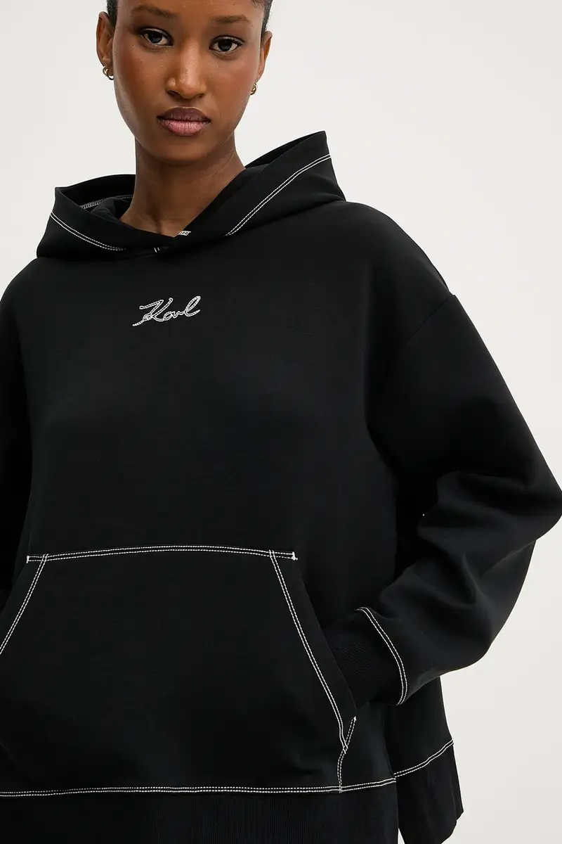 felpa donna colore nero con cappuccio A3W20011 miniatura 4