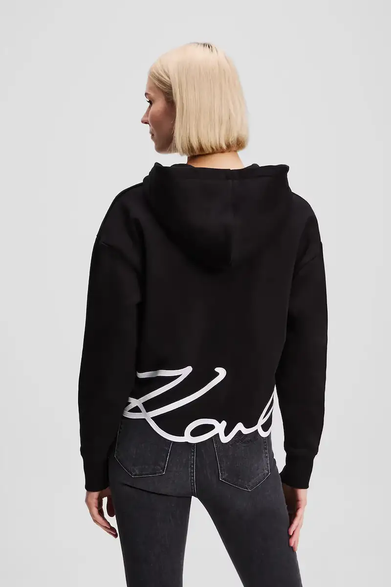 felpa donna colore nero con cappuccio con applicazione A3W20067