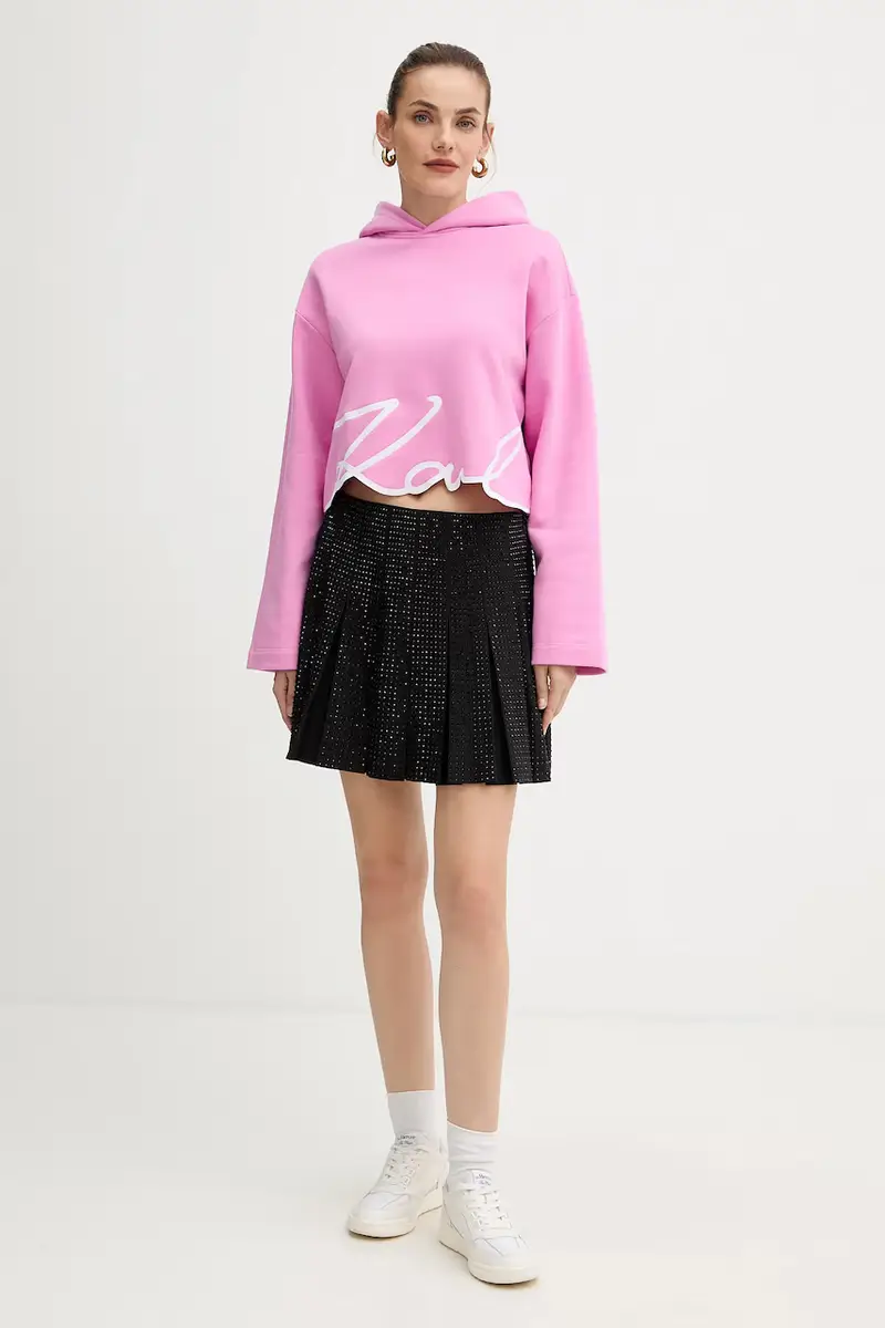 felpa donna colore rosa con applicazione A4W20039 miniatura 2