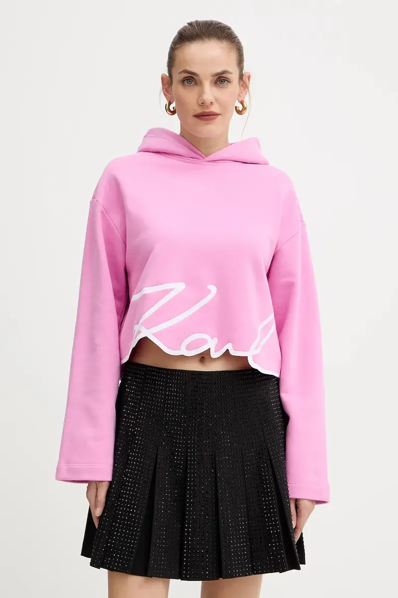 felpa donna colore rosa con applicazione A4W20039