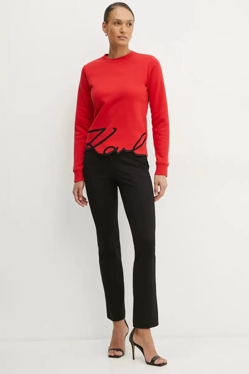 felpa donna colore rosso con applicazione A1W20010 miniatura 2