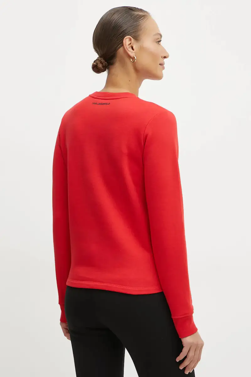 felpa donna colore rosso con applicazione A1W20010 miniatura 3
