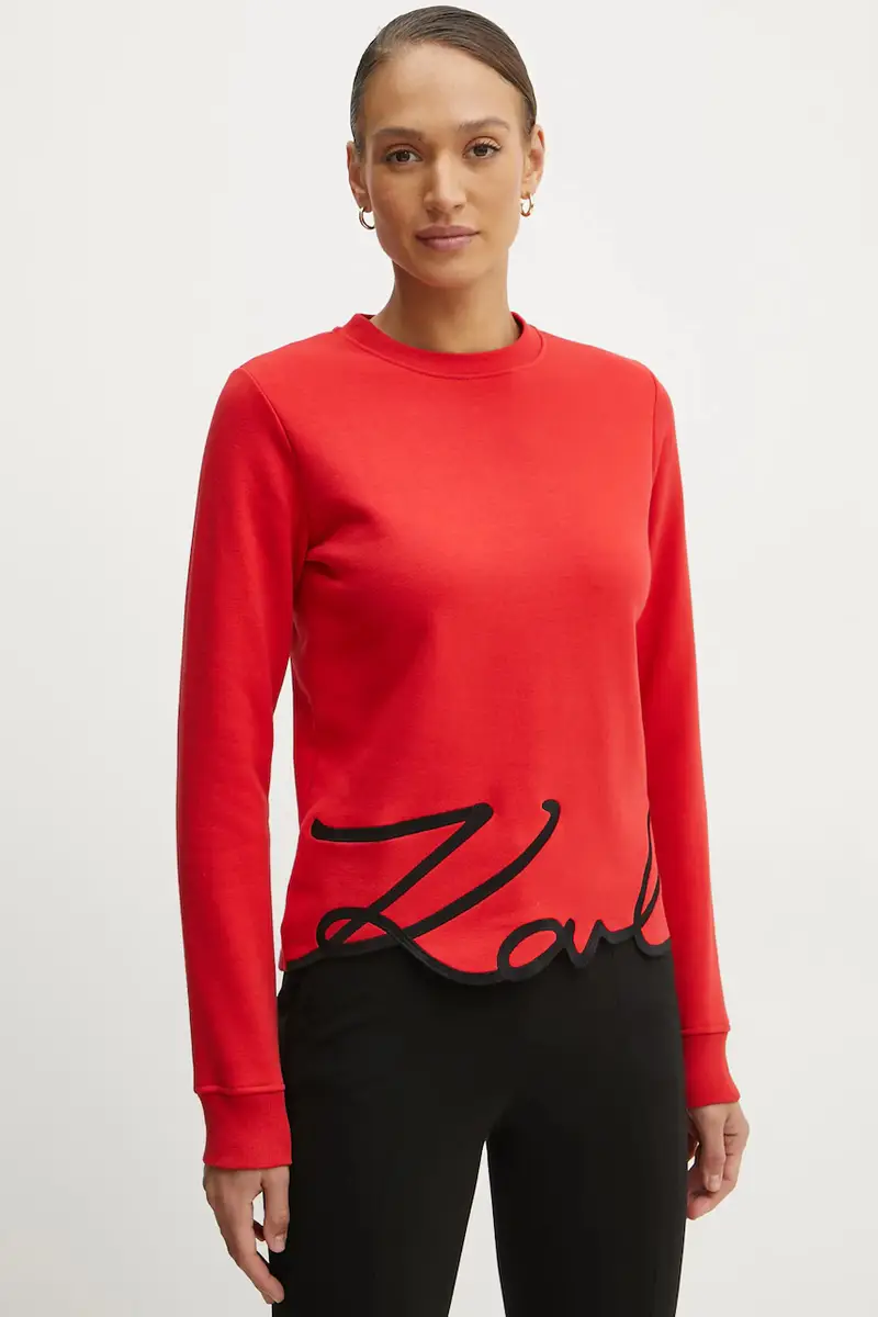 felpa donna colore rosso con applicazione A1W20010