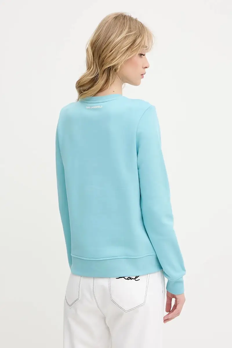 felpa donna colore turchese con applicazione A3W20010 miniatura 3