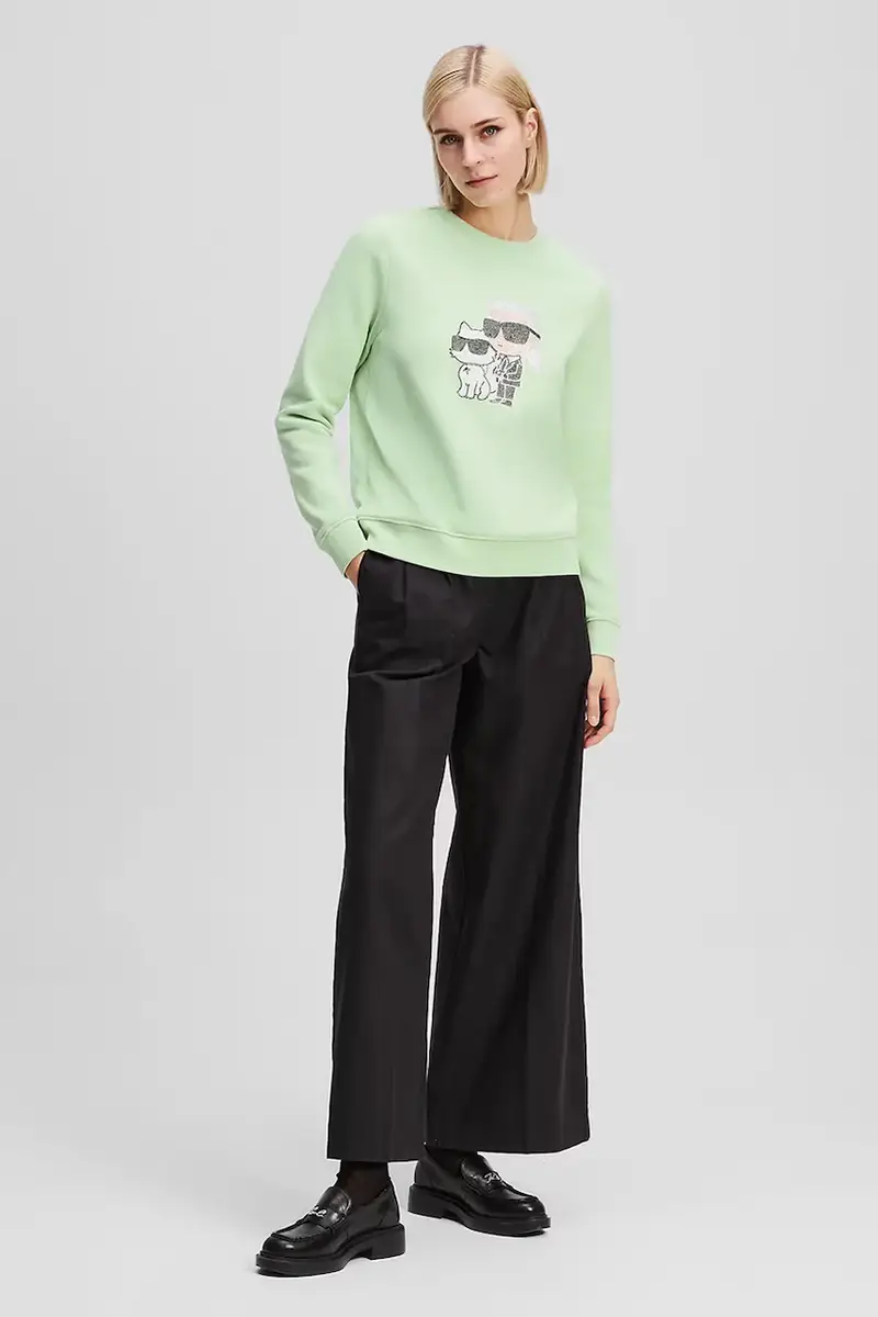 felpa donna colore verde con applicazione A1W20081 miniatura 4