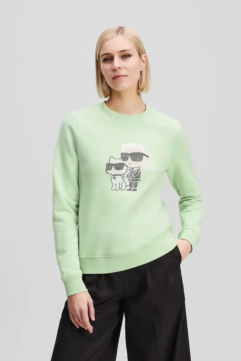 felpa donna colore verde con applicazione A1W20081