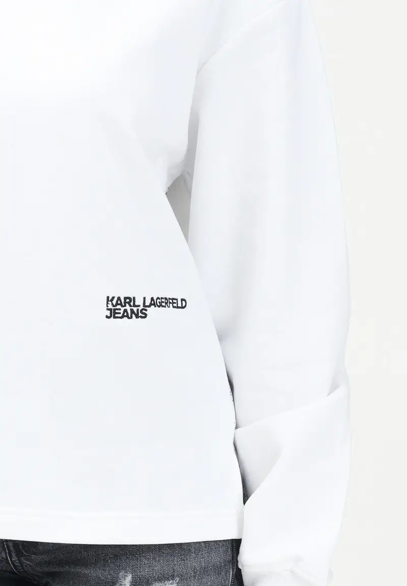 KARL LAGERFELD Felpa girocollo bianca da donna con stampa Karl Lagerfeld miniatura 2