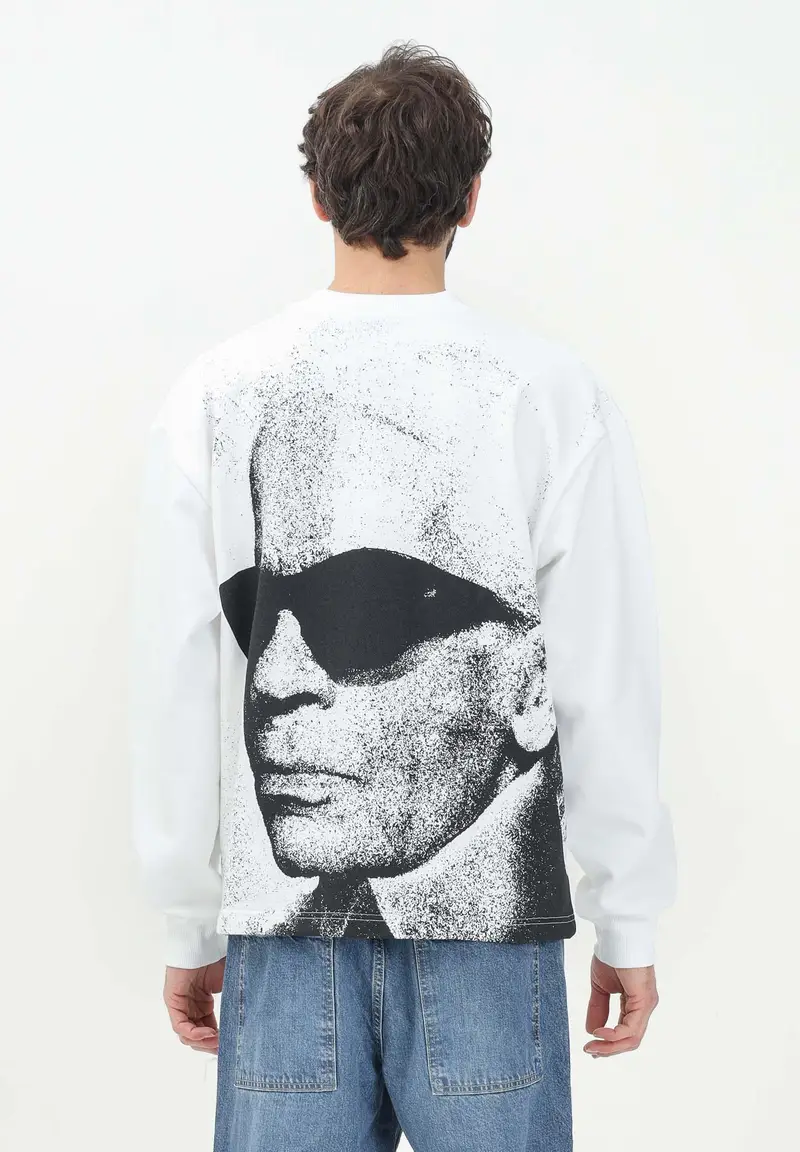 KARL LAGERFELD Felpa girocollo bianca da uomo con stampa Karl Lagerfeld miniatura 2