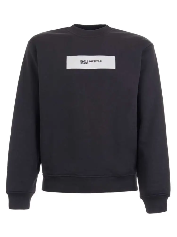 felpa girocollo nera con logo