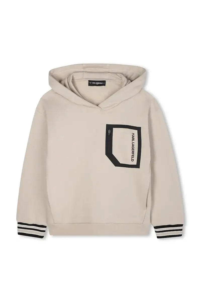 felpa in cotone bambino/a colore beige con cappuccio Z30643 miniatura 2