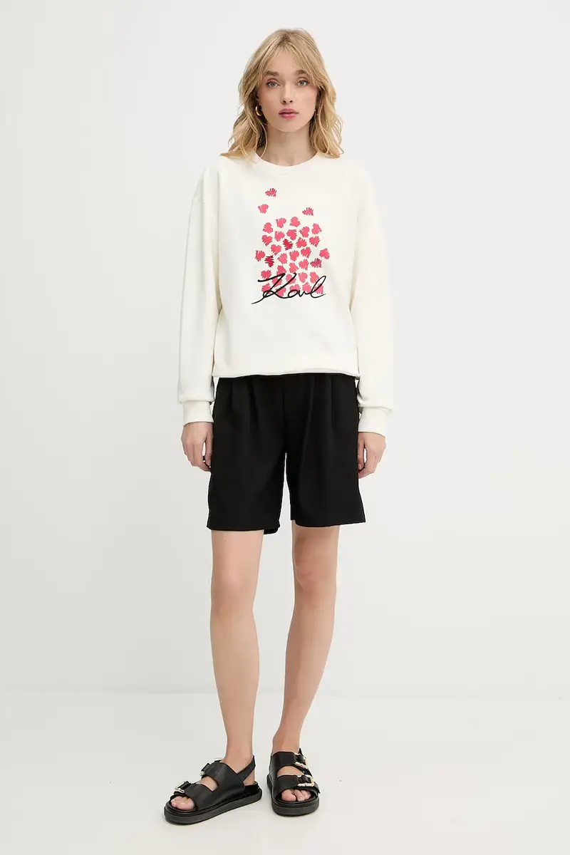 felpa in cotone donna colore beige A3W20006 miniatura 2