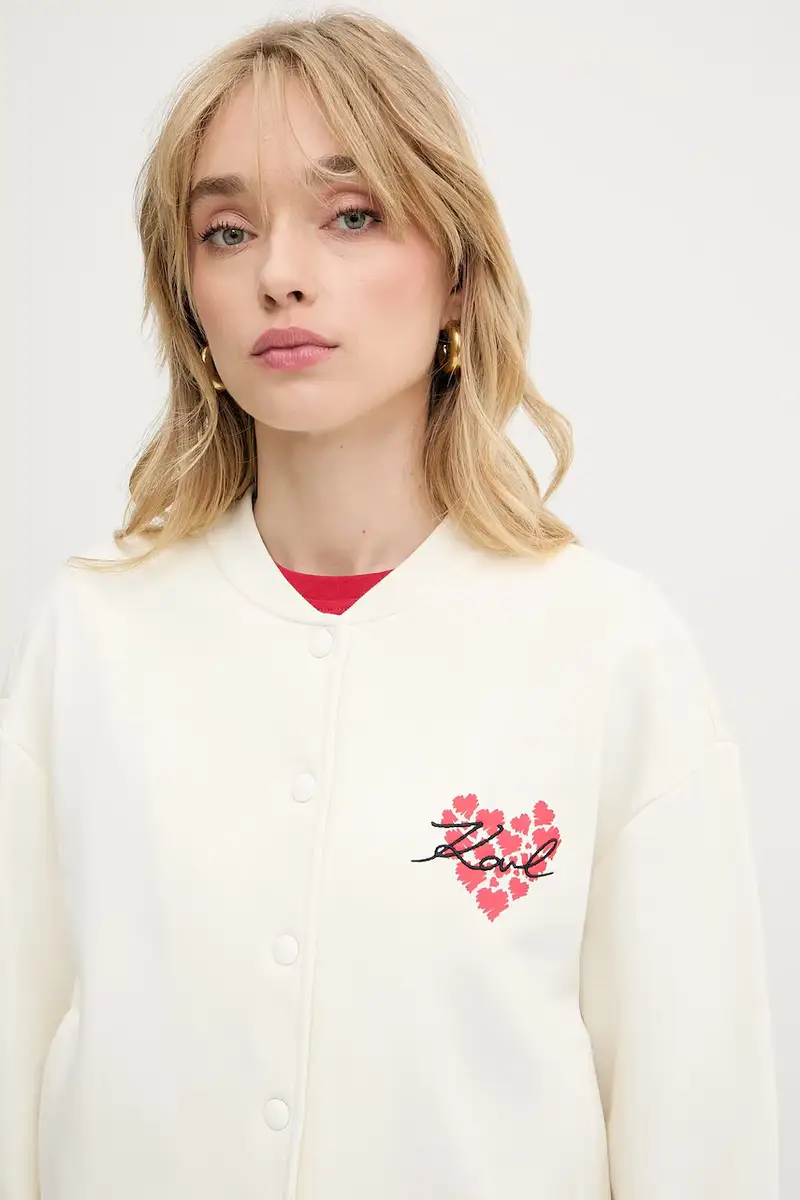 felpa in cotone donna colore beige con applicazione A3W20009 miniatura 5