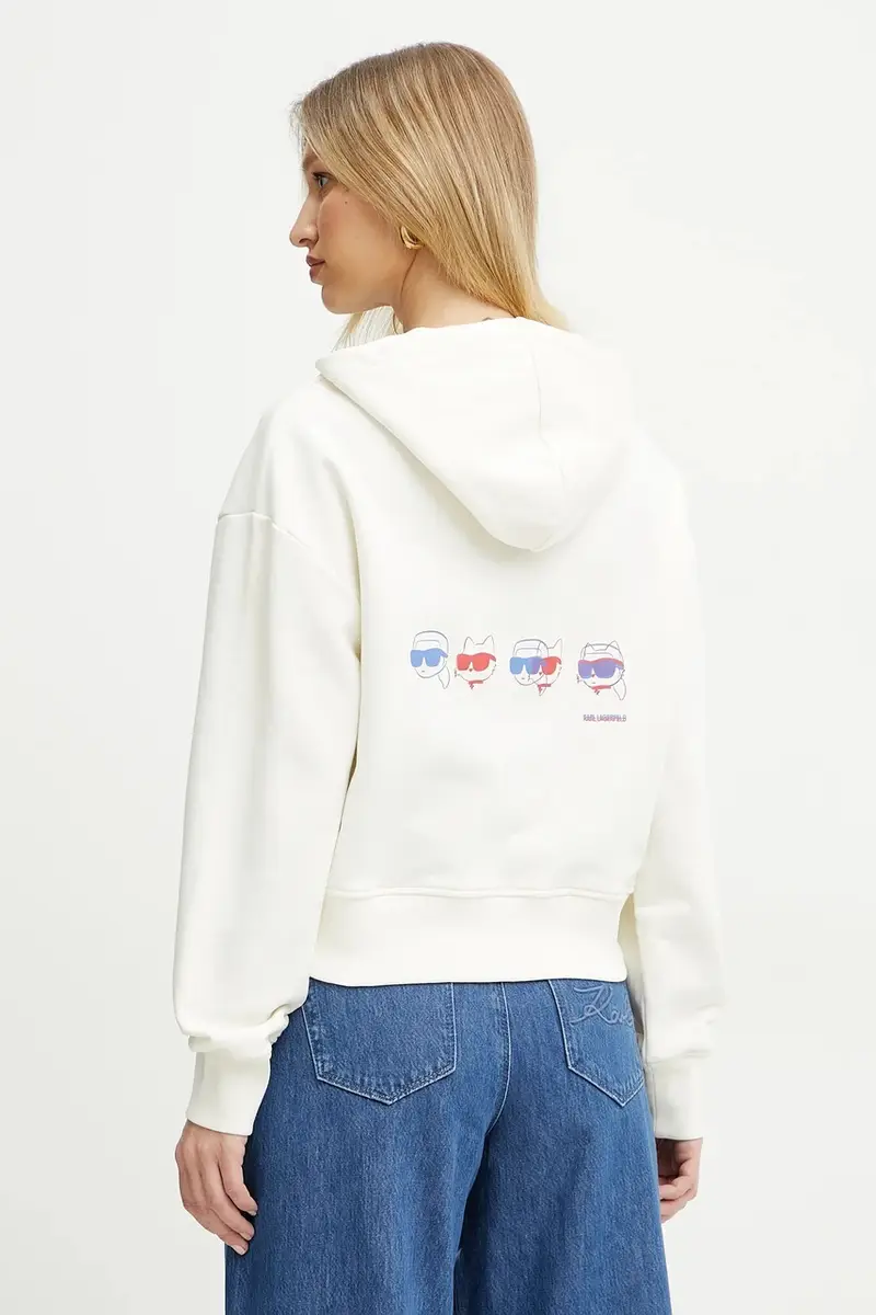 felpa in cotone donna colore beige con cappuccio A2W20072 miniatura 3