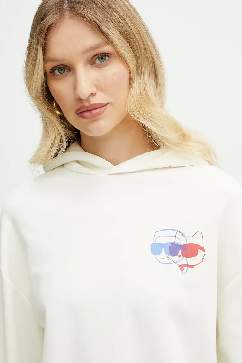 felpa in cotone donna colore beige con cappuccio A2W20072 miniatura 4