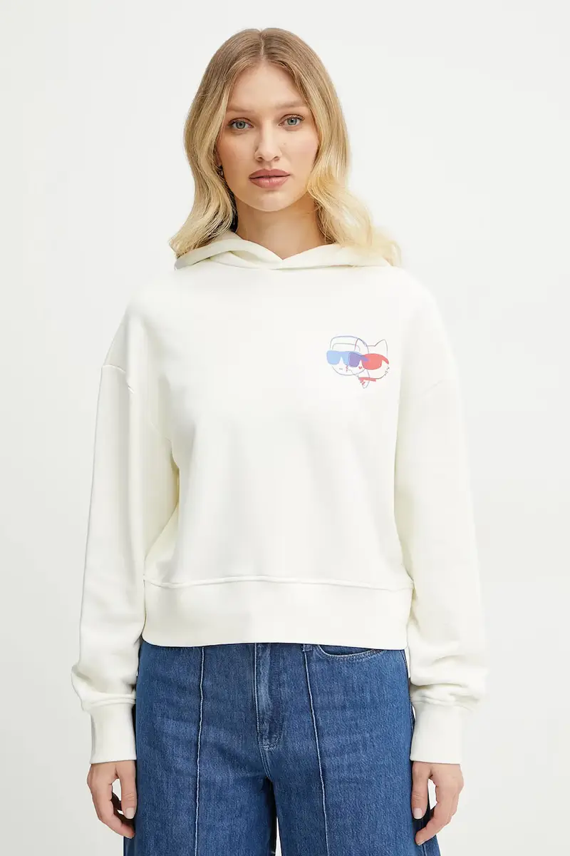 felpa in cotone donna colore beige con cappuccio A2W20072