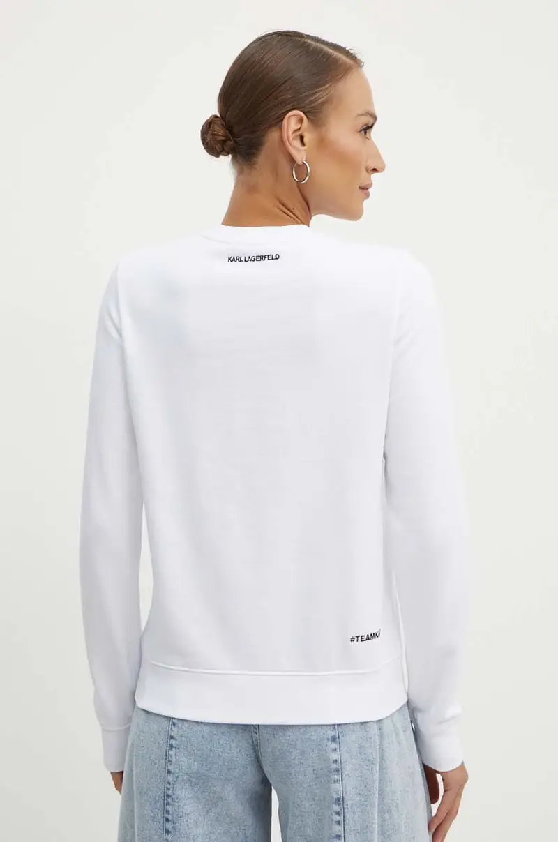 felpa in cotone donna colore bianco con applicazione 245W1830 miniatura 3