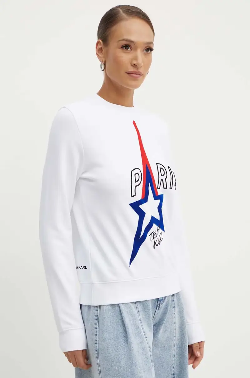 felpa in cotone donna colore bianco con applicazione 245W1830