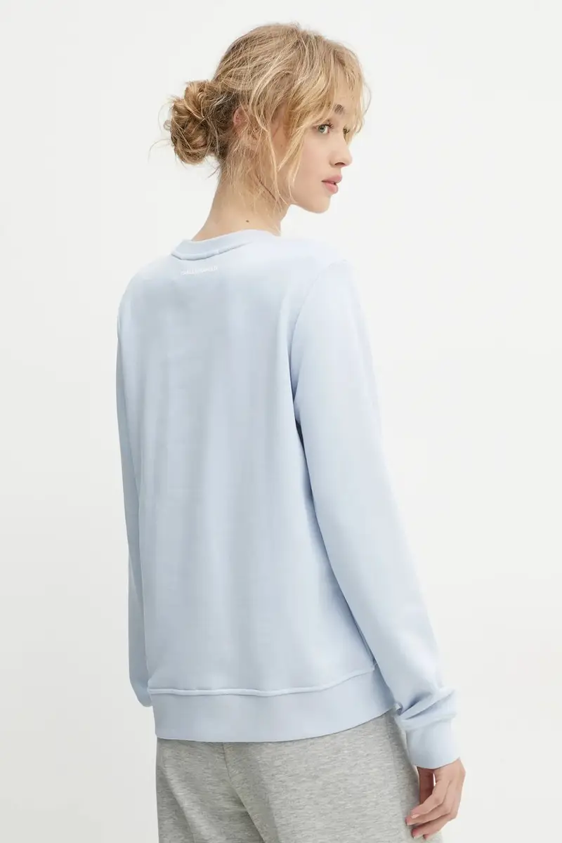 felpa in cotone donna colore blu con applicazione A1W20009 miniatura 3