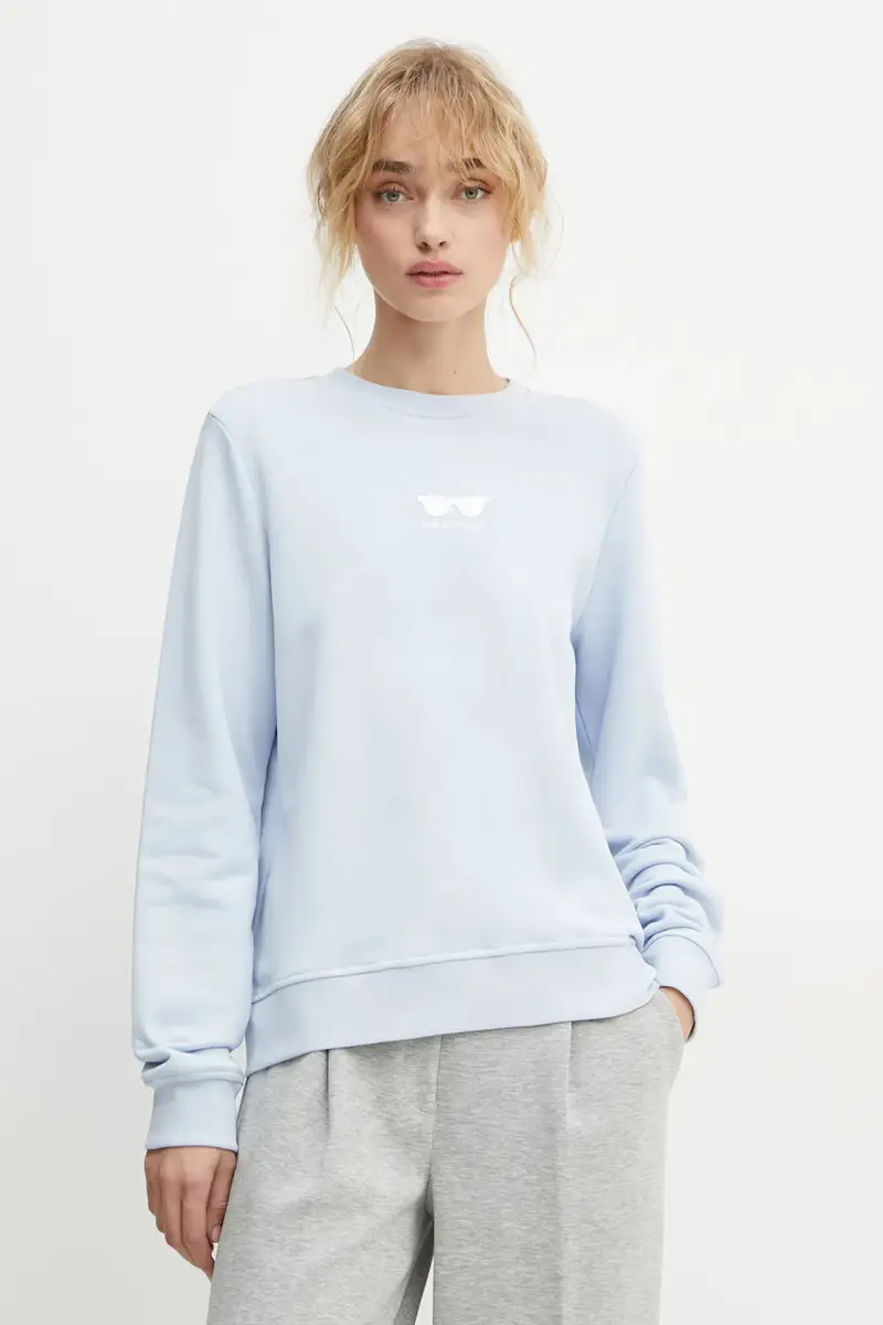 felpa in cotone donna colore blu con applicazione A1W20009