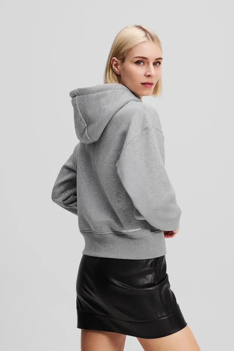 felpa in cotone donna colore grigio con cappuccio A3W20053 miniatura 2