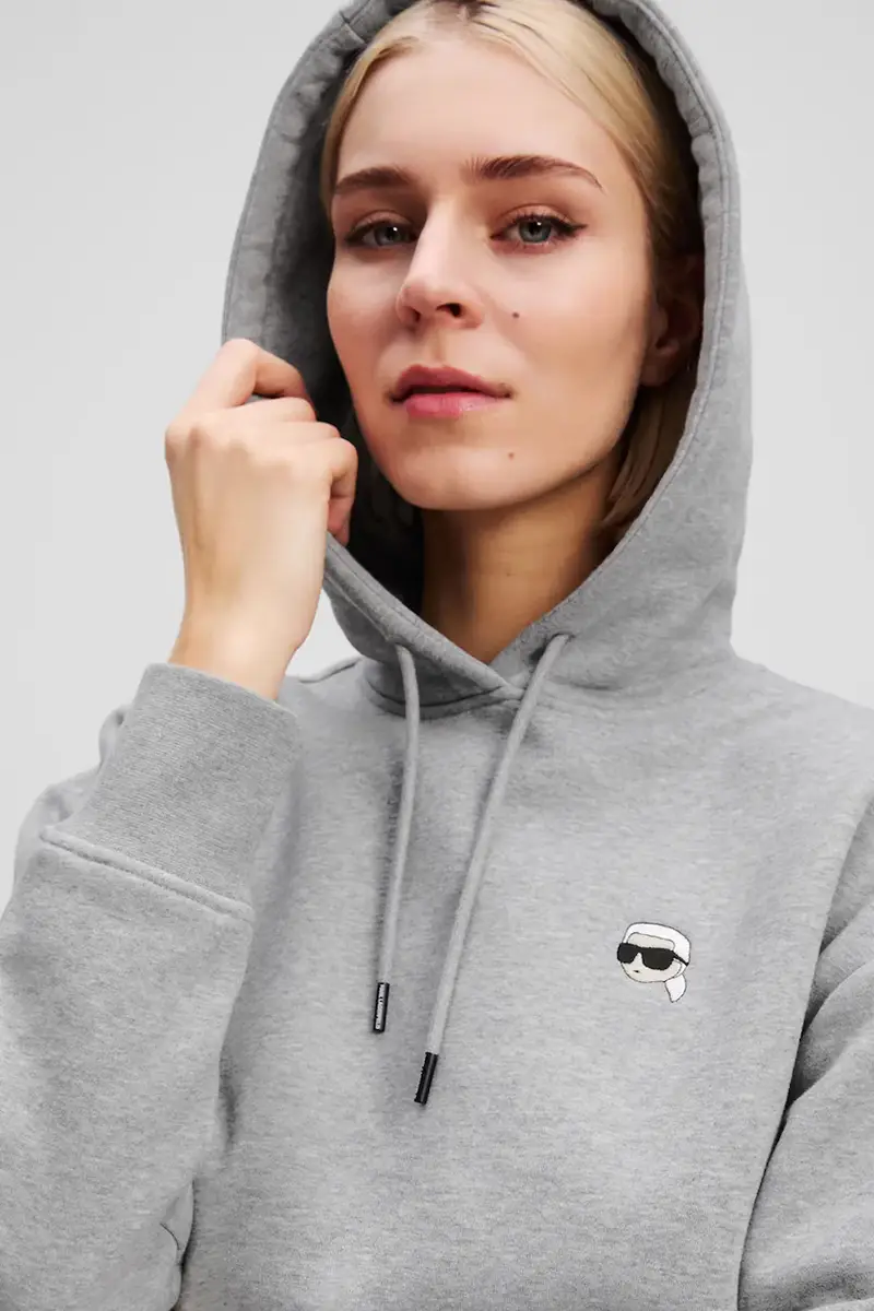 felpa in cotone donna colore grigio con cappuccio A3W20053 miniatura 3