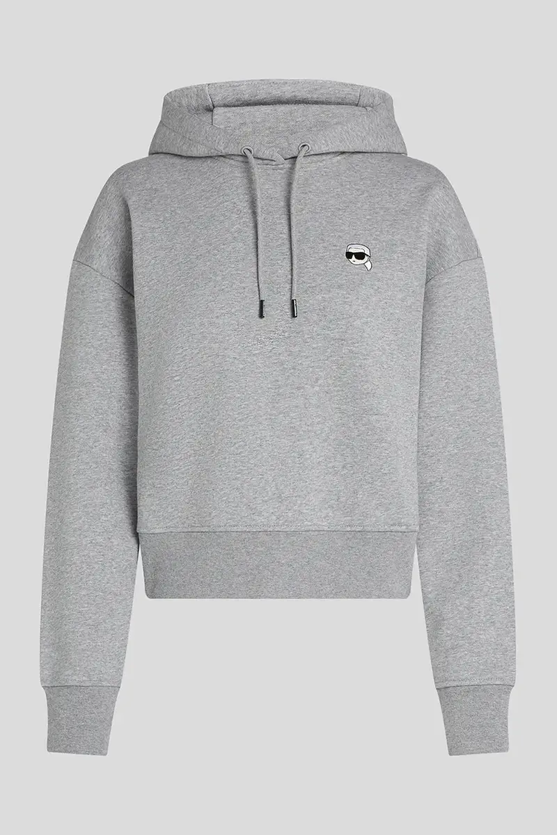 felpa in cotone donna colore grigio con cappuccio A3W20053 miniatura 5