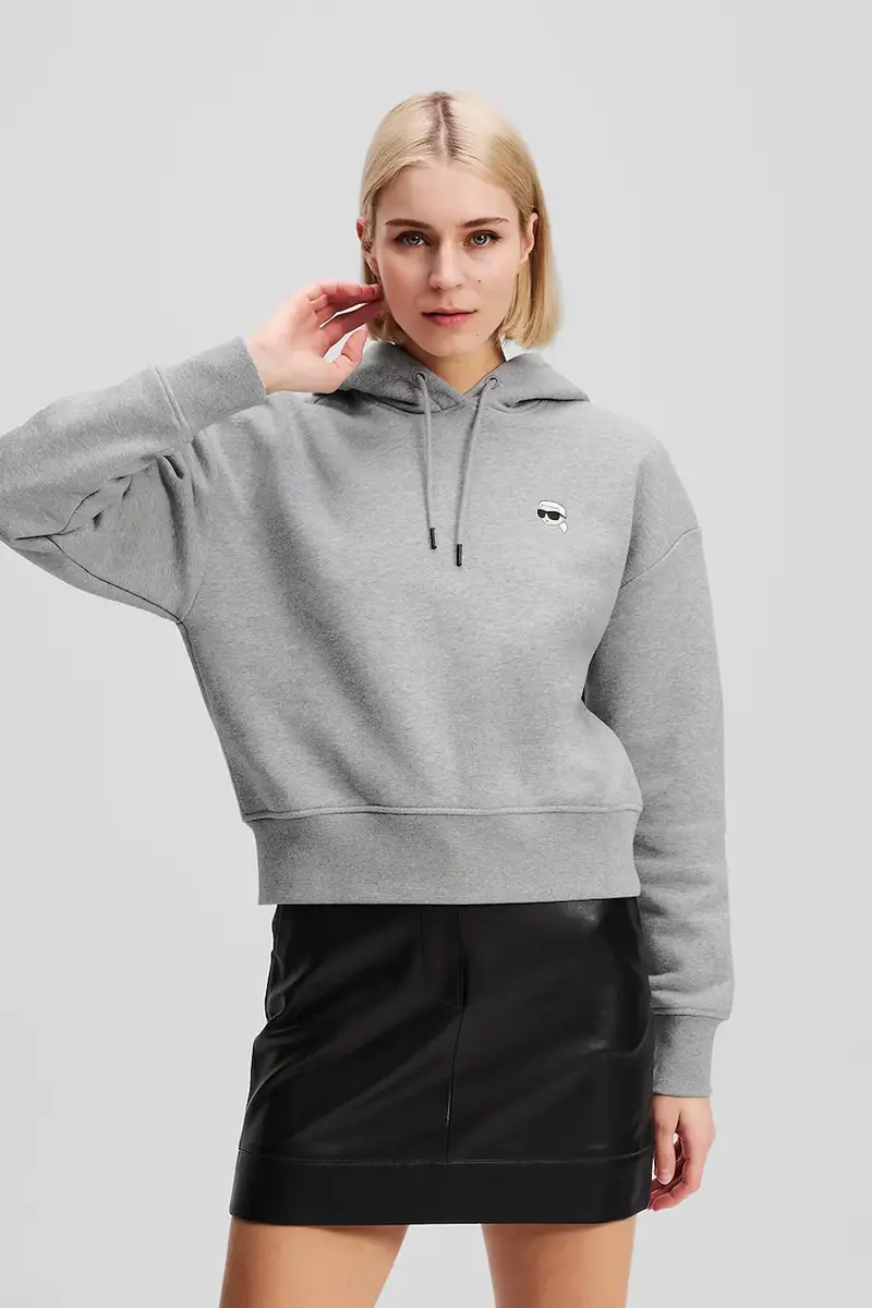 felpa in cotone donna colore grigio con cappuccio A3W20053