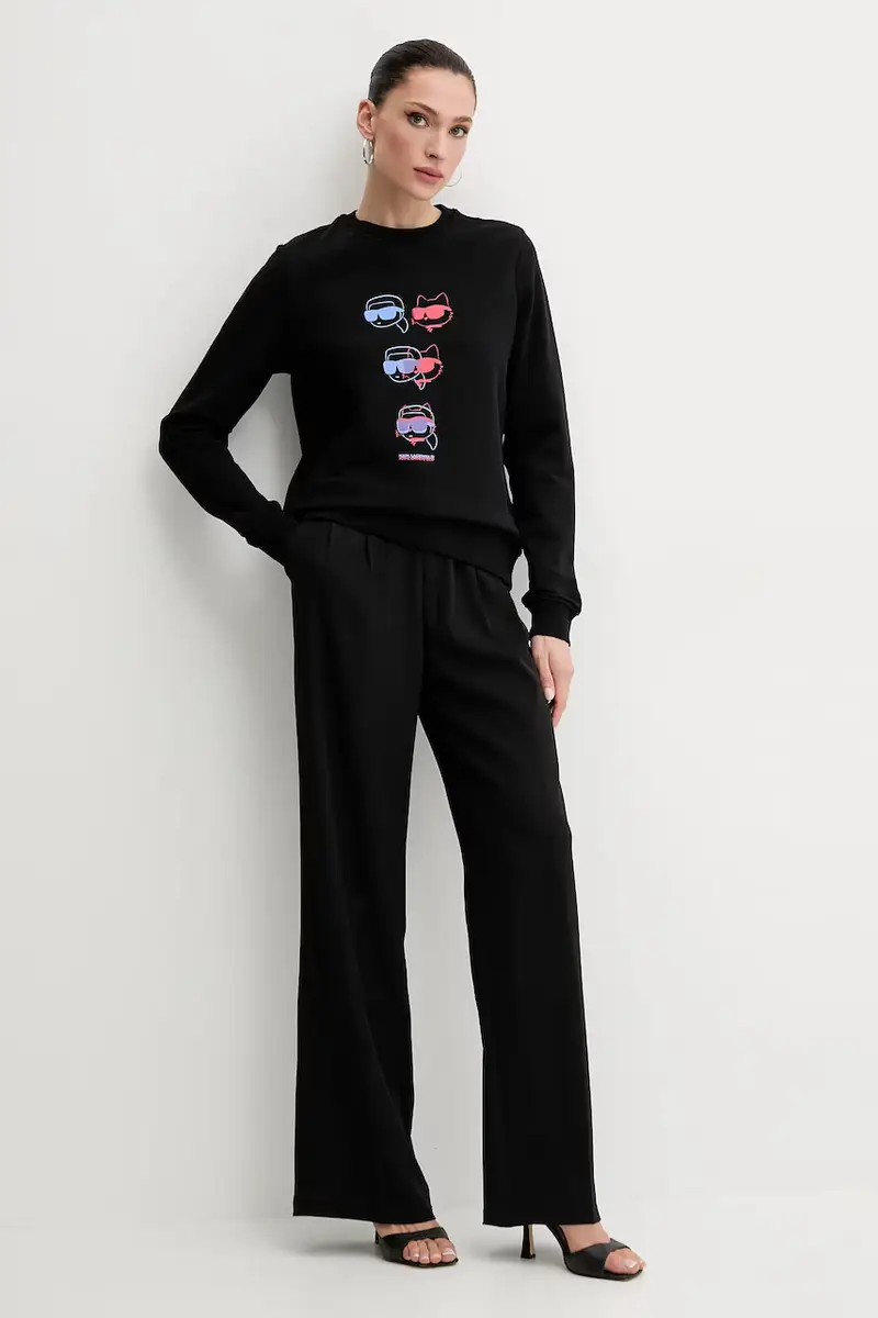 felpa in cotone donna colore nero A2W20076 miniatura 2