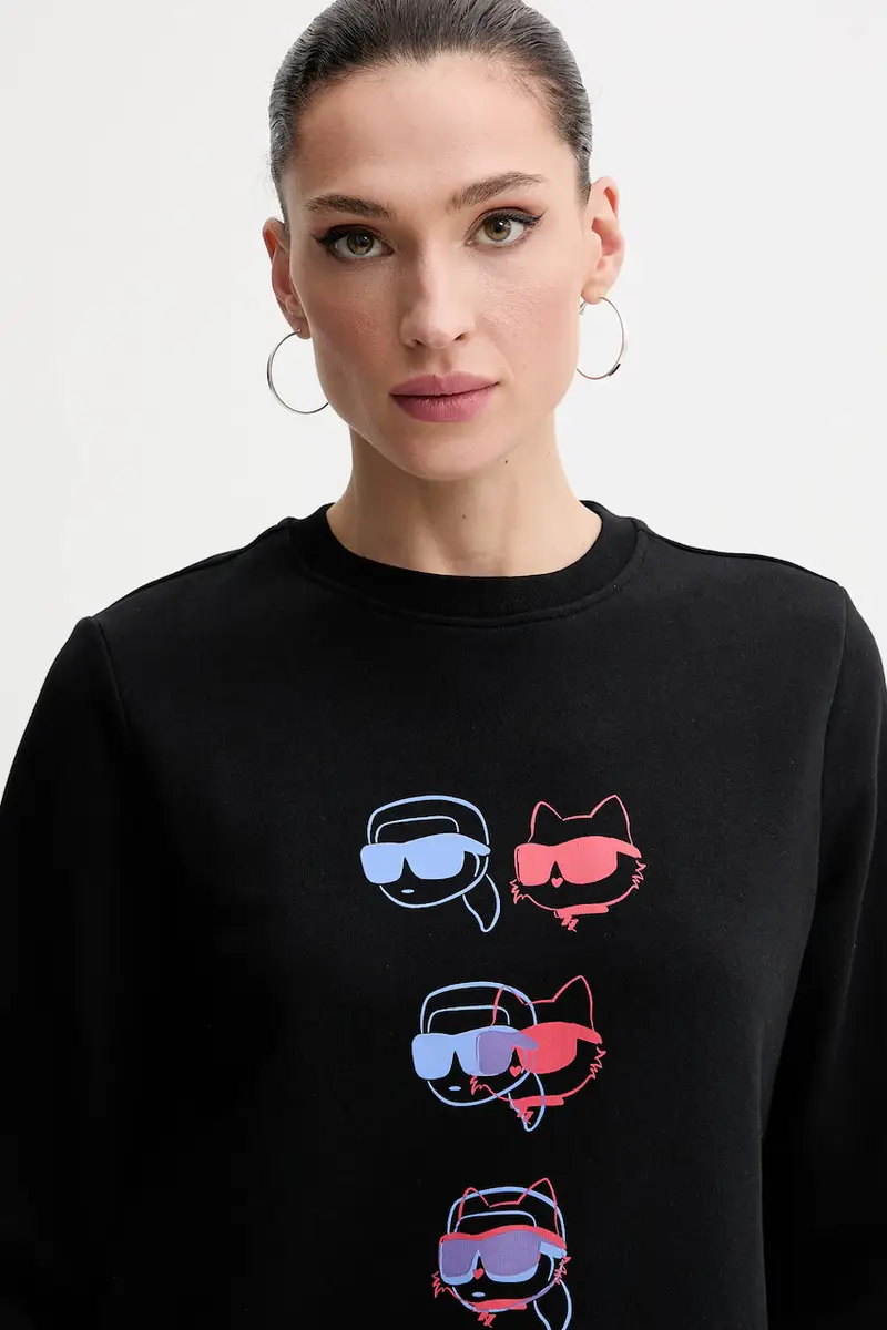 felpa in cotone donna colore nero A2W20076 miniatura 4